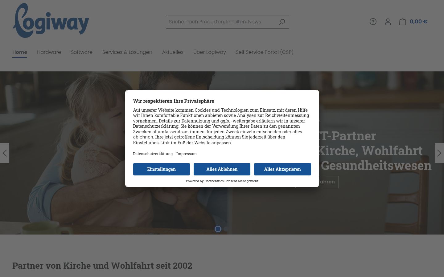 Screenshot del banner di consenso mostrato prima di qualsiasi interazione