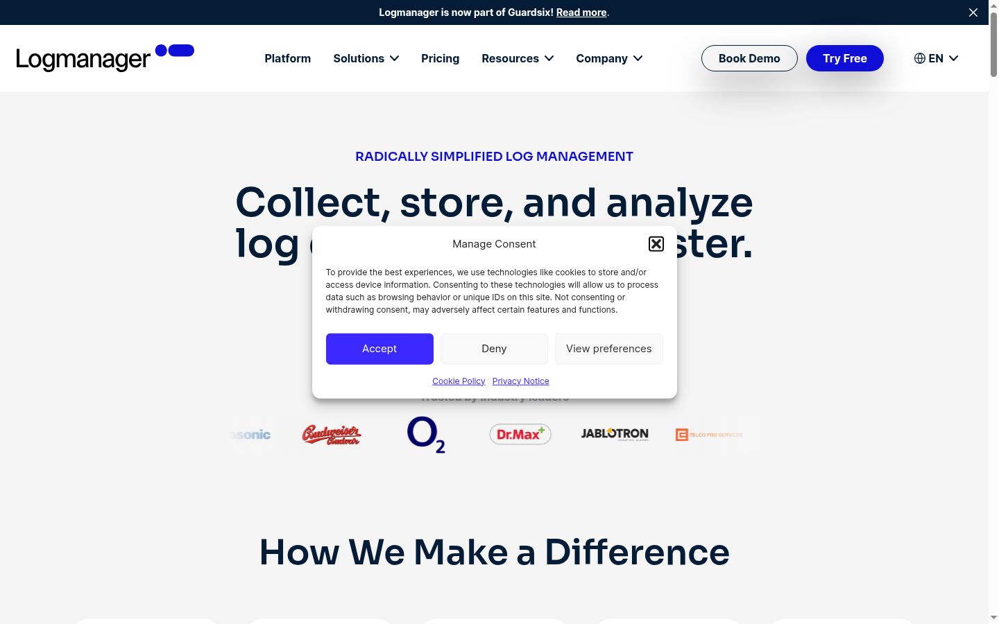 Screenshot del banner di consenso mostrato prima di qualsiasi interazione