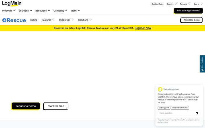 Screenshot ta' logmeinrescue.com