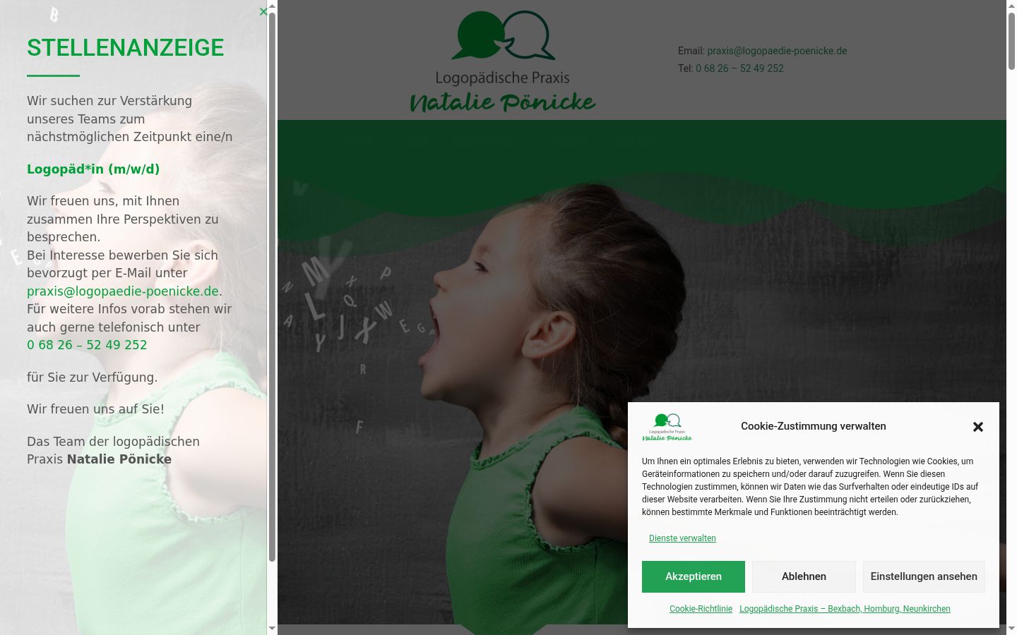 Screenshot des Einwilligungsbanners vor jeglicher Interaktion