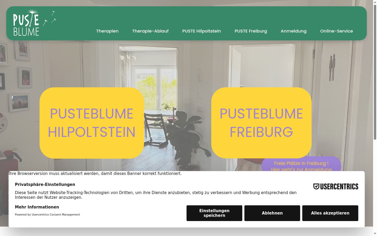 Screenshot of the consent banner shown before any interaction