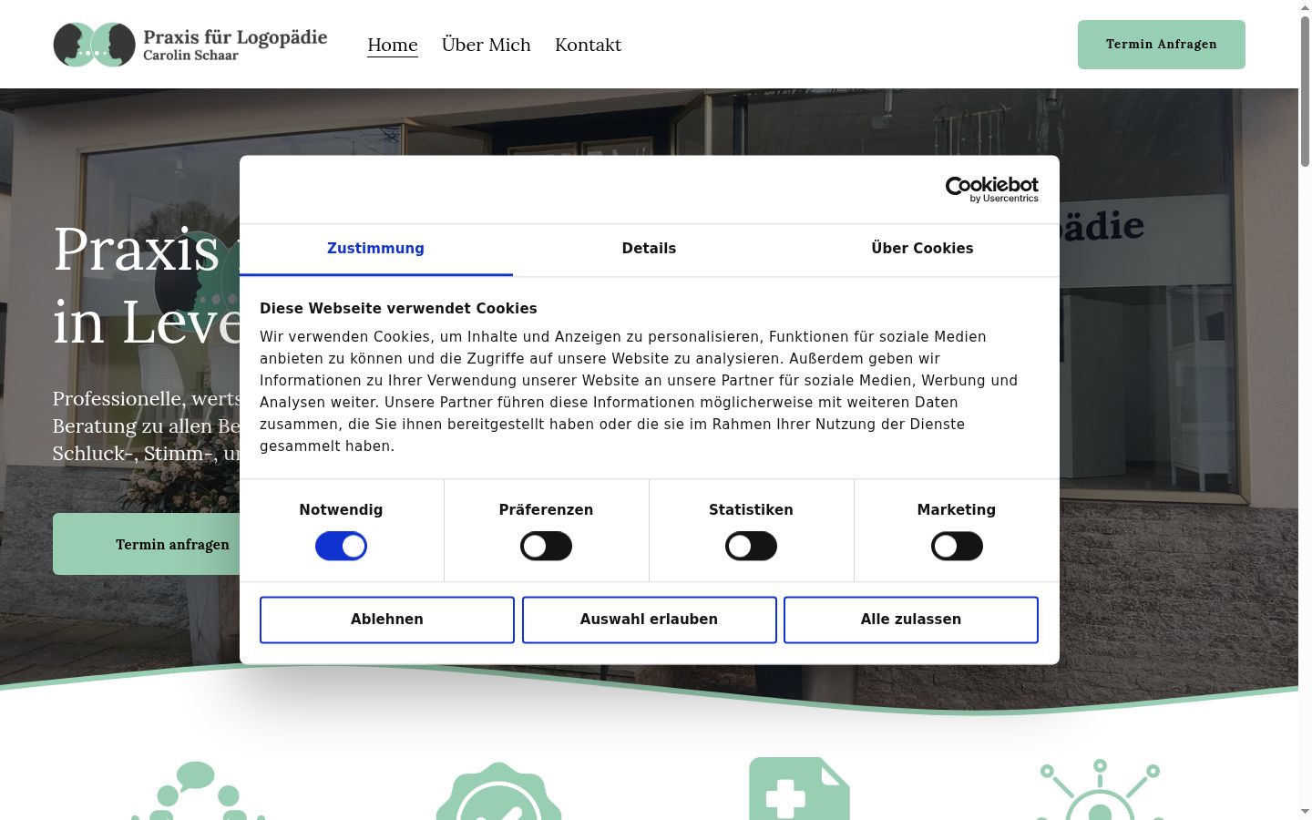 Screenshot des Einwilligungsbanners vor jeglicher Interaktion