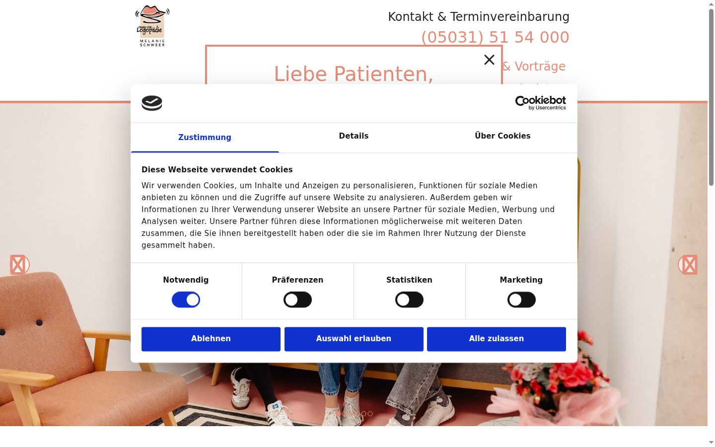 Screenshot del banner di consenso mostrato prima di qualsiasi interazione