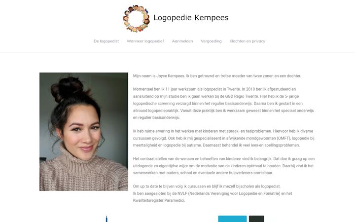 Screenshot of logopediekempees.nl