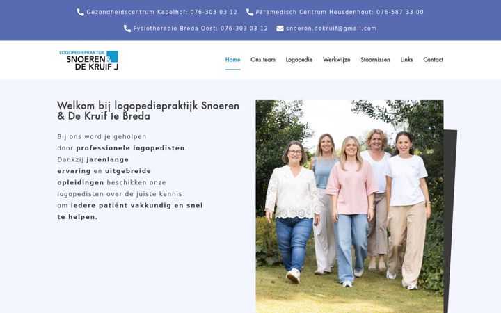 Snímek obrazovky logopediesnoerenendekruif.nl