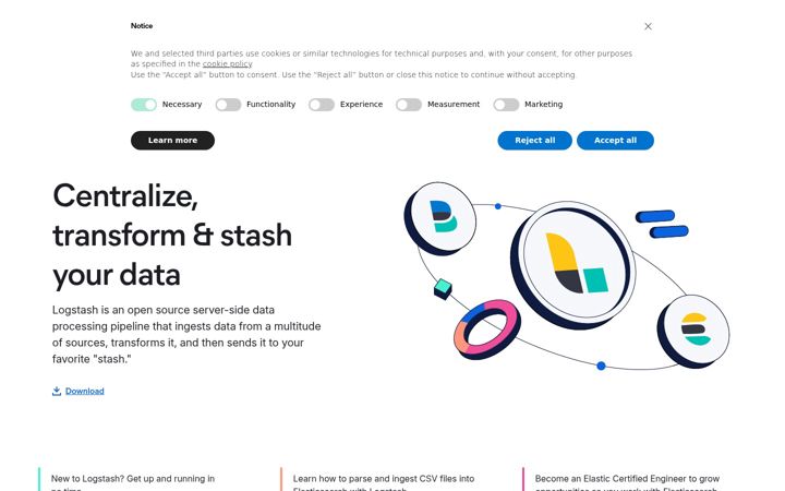 Zrzut ekranu logstash.net