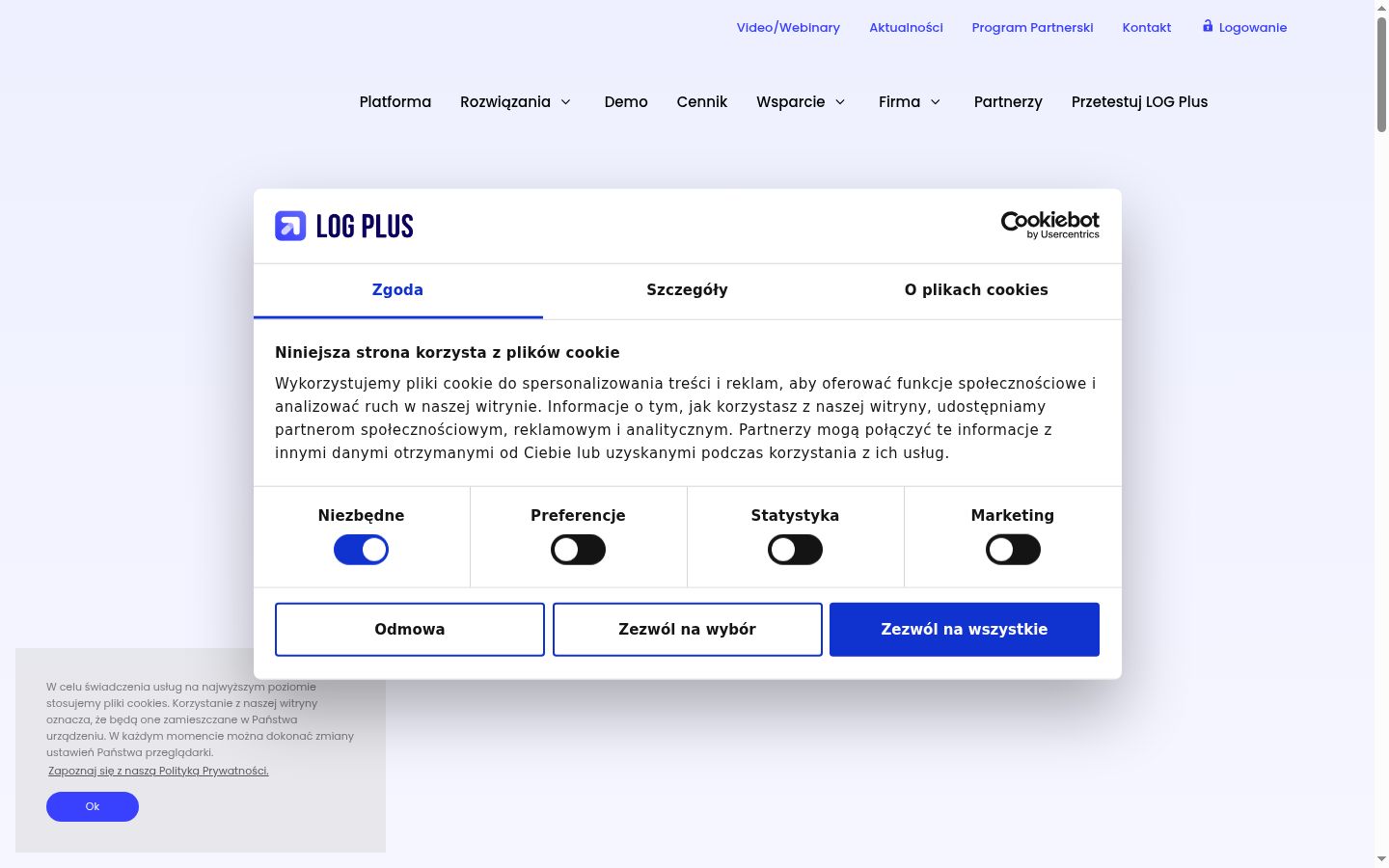 Sutikimo reklamjuostės, rodytos prieš bet kokią sąveiką, ekrano kopija