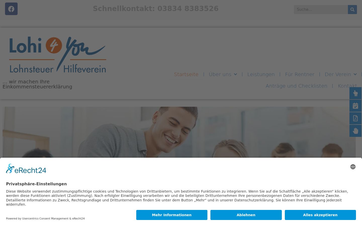 Screenshot des Einwilligungsbanners vor jeglicher Interaktion