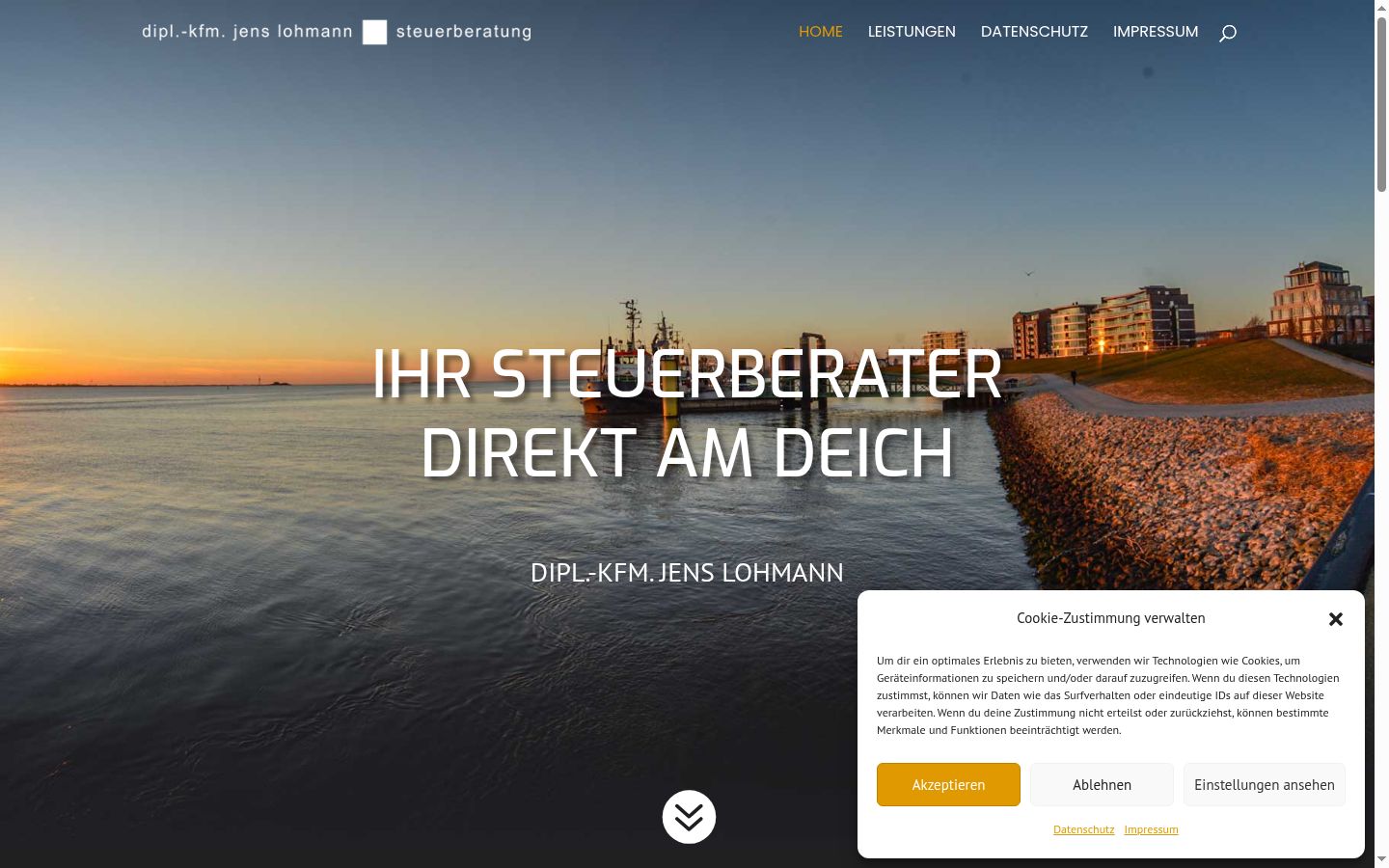 Screenshot des Einwilligungsbanners vor jeglicher Interaktion