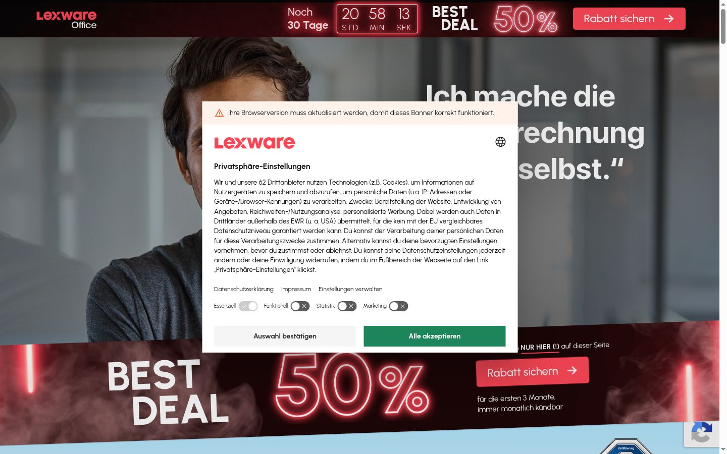 Zrzut ekranu banera zgody wyświetlanego przed jakąkolwiek interakcją
