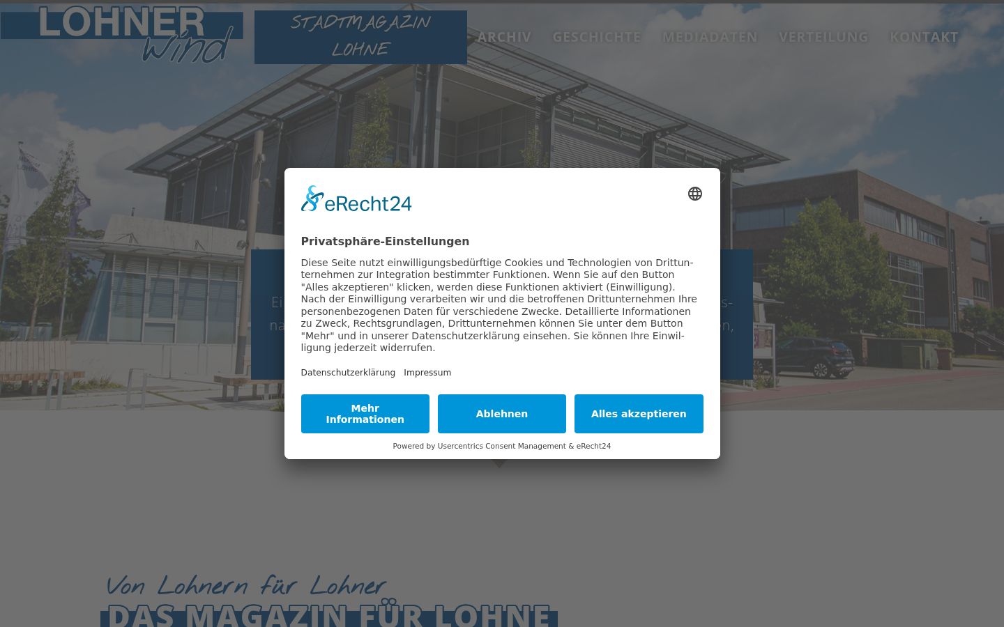 Captura de ecrã do banner de consentimento apresentado antes de qualquer interação