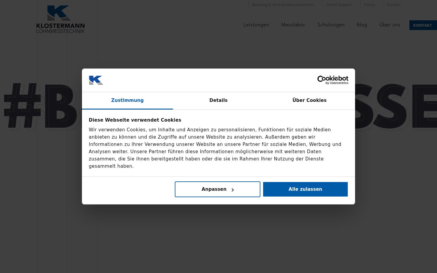Screenshot des Einwilligungsbanners vor jeglicher Interaktion