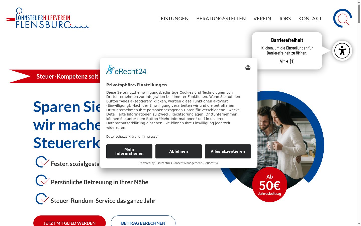 Screenshot of the consent banner shown before any interaction
