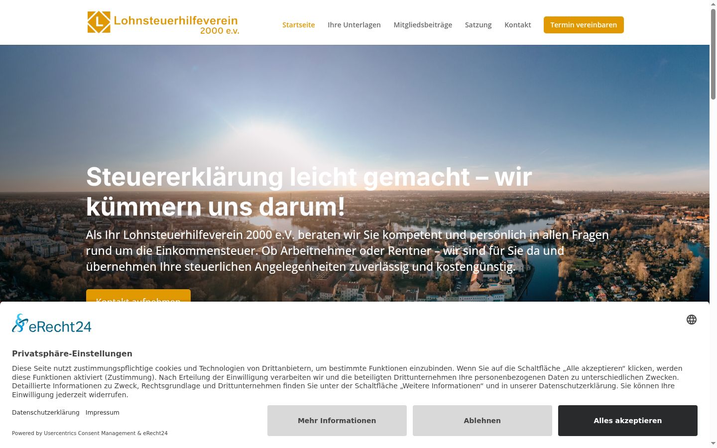Screenshot del banner di consenso mostrato prima di qualsiasi interazione