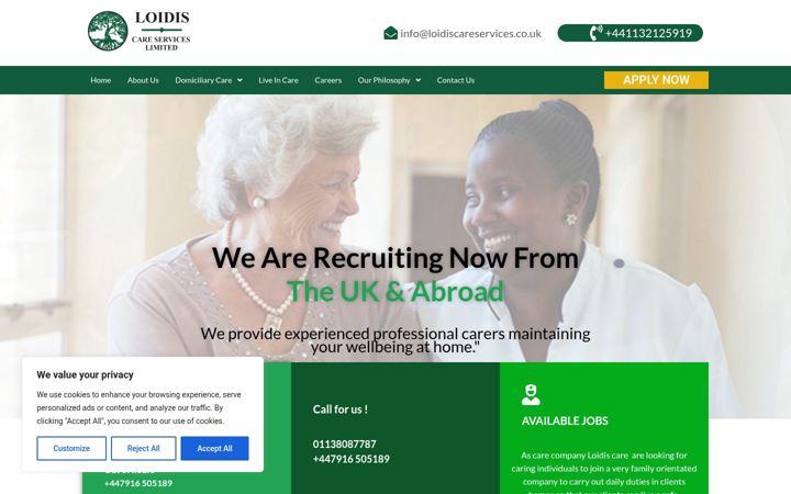 Screenshot of loidiscareservices.co.uk