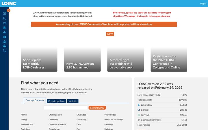 Screenshot of loinc.org