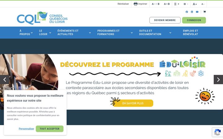 Screenshot of loisirquebec.com