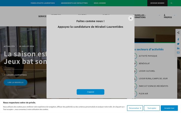 Screenshot of loisirslaurentides.com