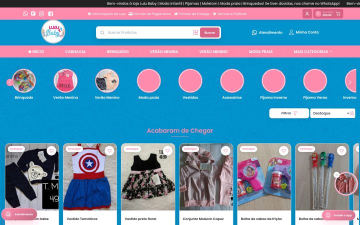 Screenshot of lojalulubaby.com.br
