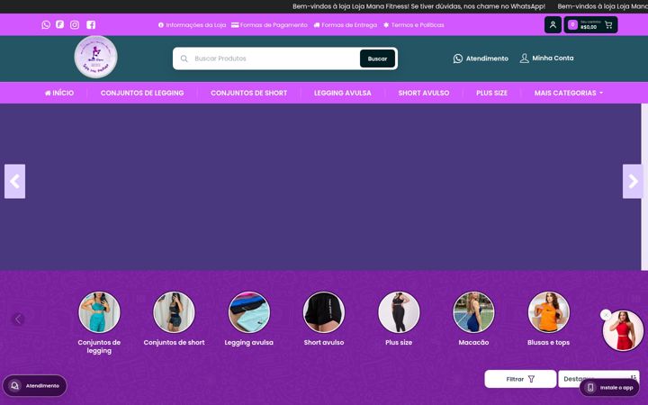 Screenshot of lojamanafitness.com.br