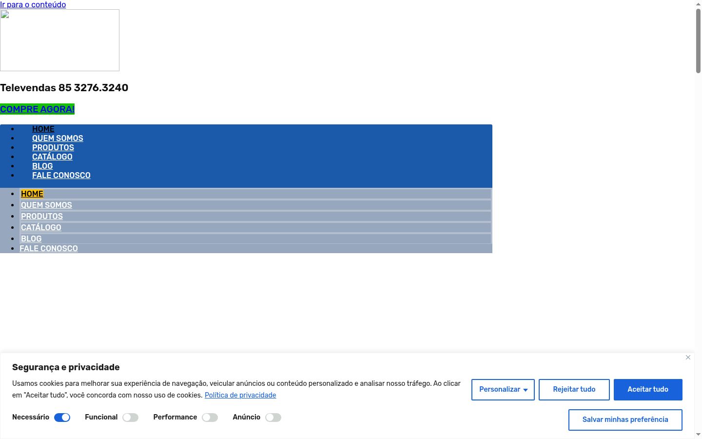 Screenshot del banner di consenso mostrato prima di qualsiasi interazione