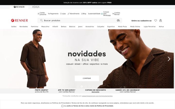 Skærmbillede af lojasrenner.com.br