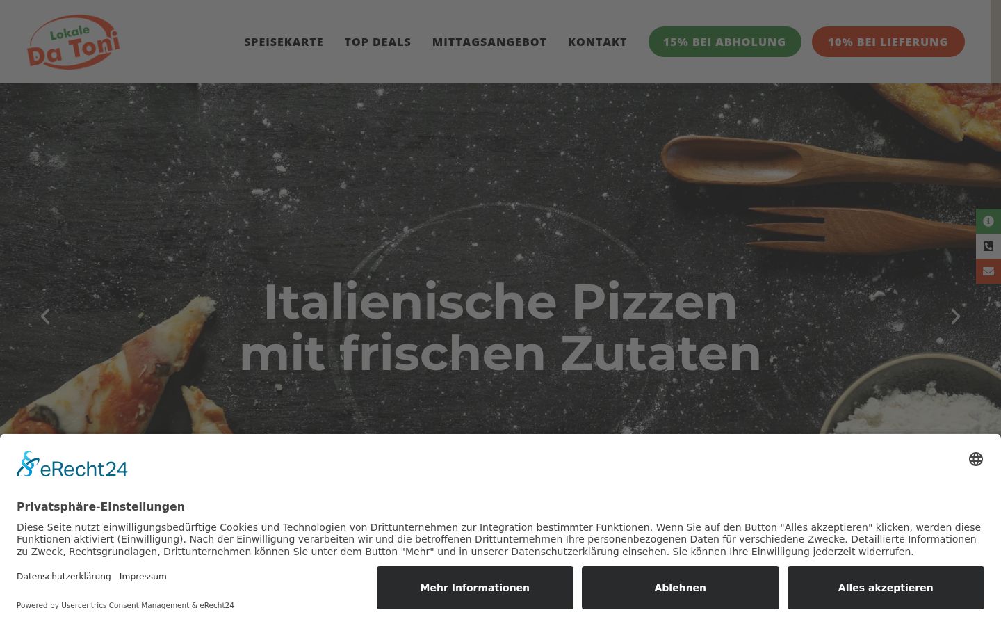 Screenshot del banner di consenso mostrato prima di qualsiasi interazione