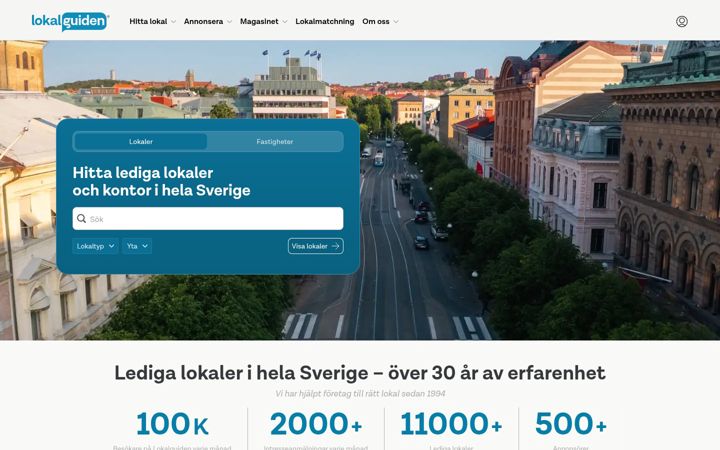 Screenshot of lokalguiden.se