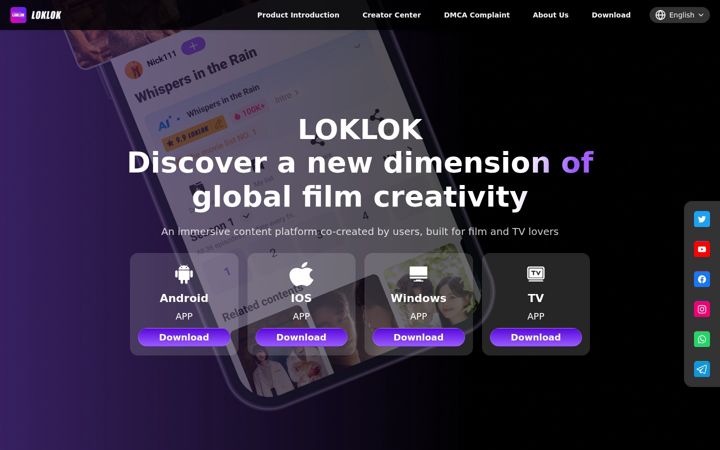 Screenshot of loklok.com