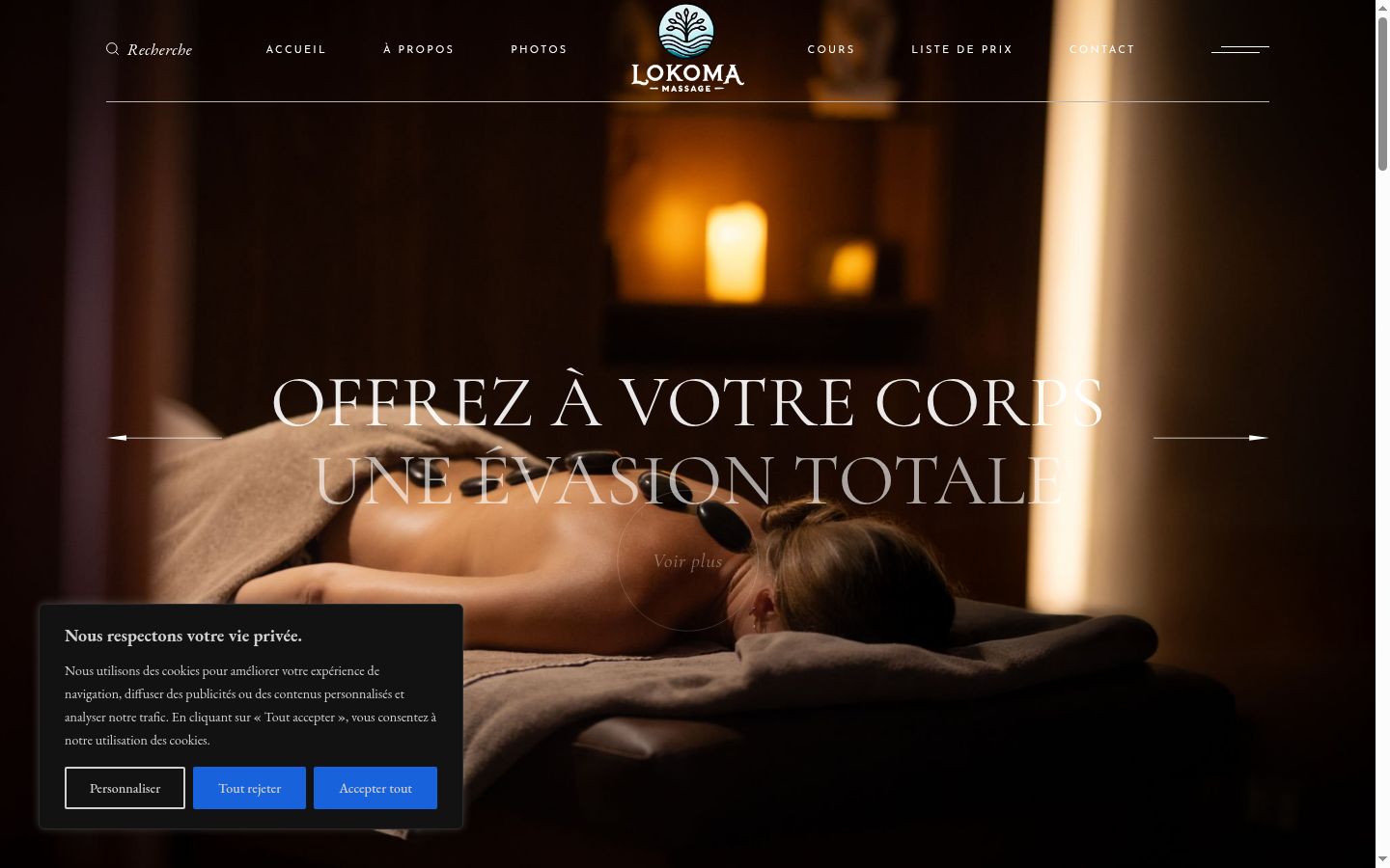 Capture d'écran de la bannière de consentement affichée avant toute interaction