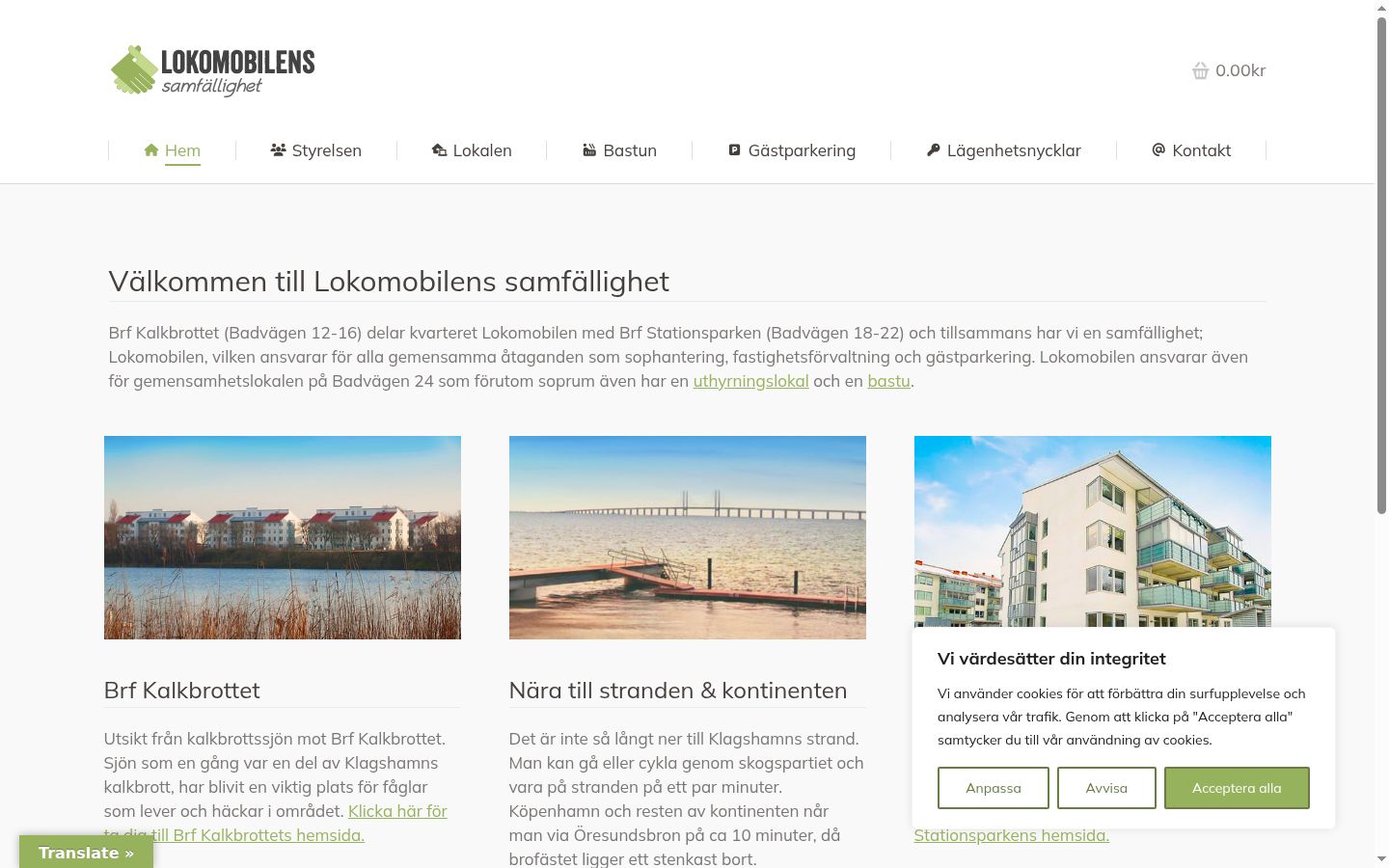 Skærmbillede af samtykkebanneret, som det blev vist før nogen interaktion