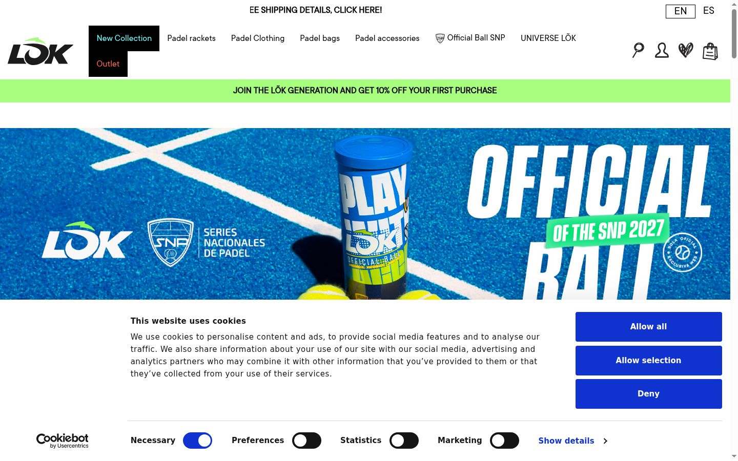 Screenshot del banner di consenso mostrato prima di qualsiasi interazione