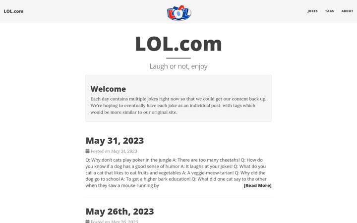Screenshot of lol.com