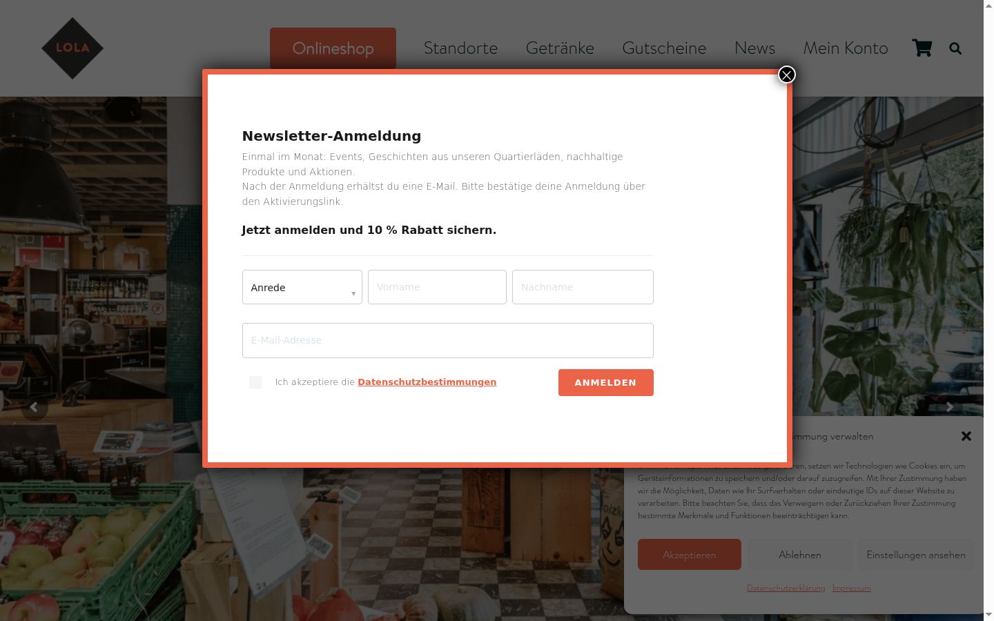 Capture d'écran de la bannière de consentement affichée avant toute interaction