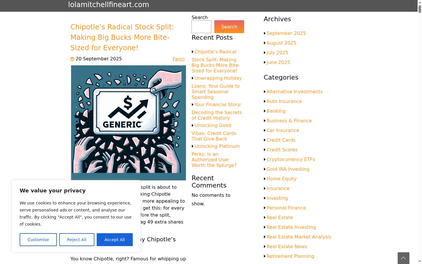 Screenshot del banner di consenso mostrato prima di qualsiasi interazione