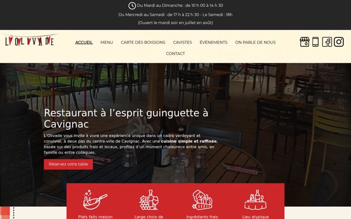 Screenshot of lolivade-restaurant.fr