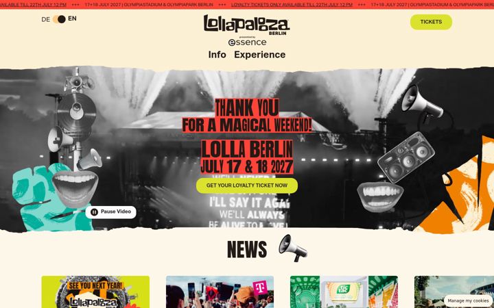 Screenshot ta' lollapaloozade.com
