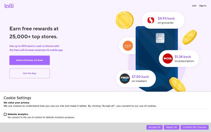 Screenshot of lolli.com