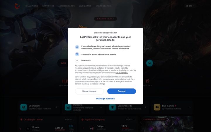Screenshot of lolprofile.net