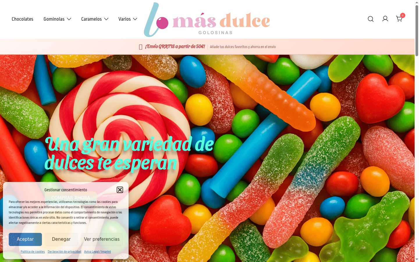 Screenshot del banner di consenso mostrato prima di qualsiasi interazione