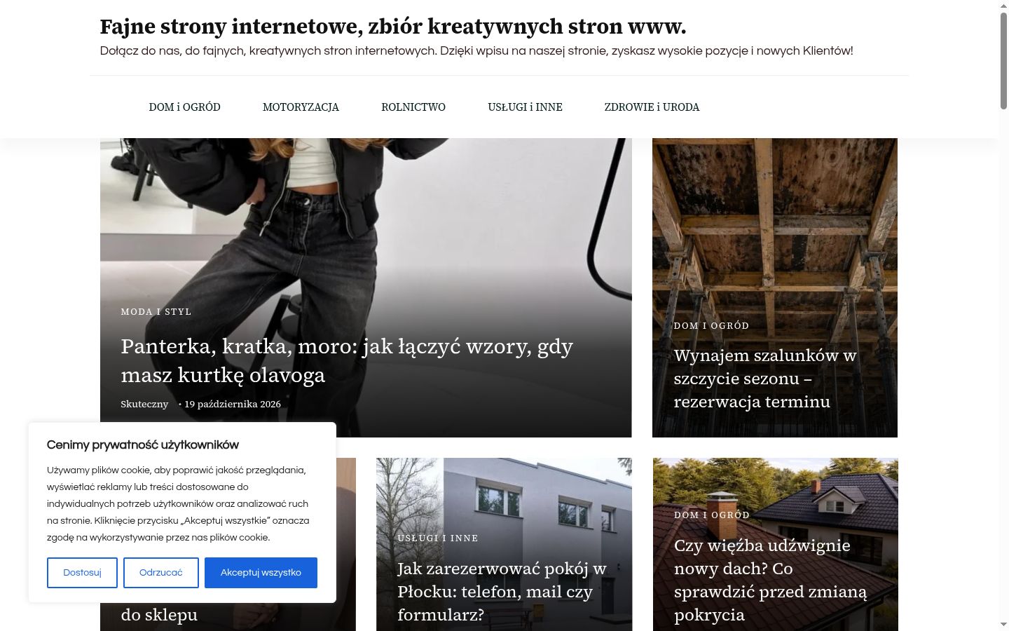 Zrzut ekranu banera zgody wyświetlanego przed jakąkolwiek interakcją
