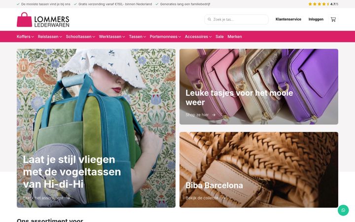 Screenshot of lommers-lederwaren.nl