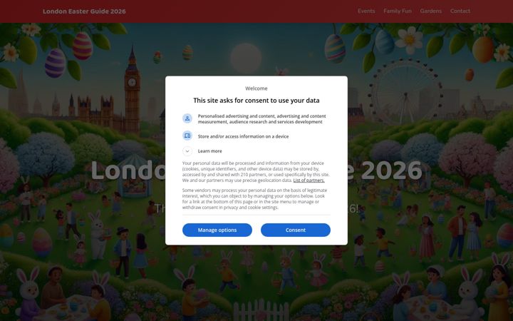 Screenshot of london-easter-guide.com
