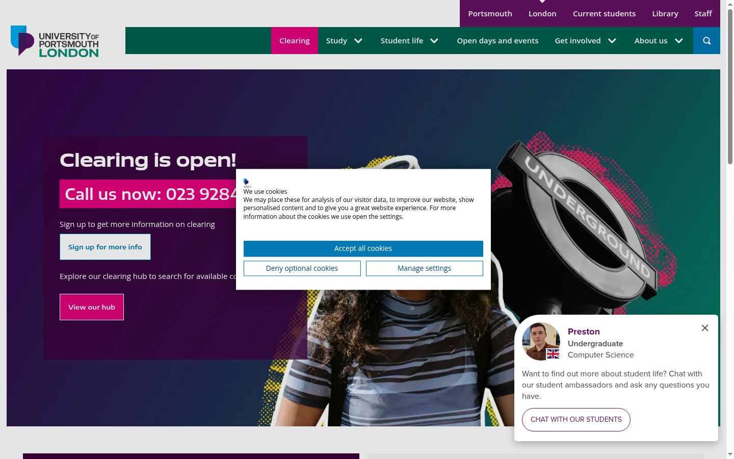 Screenshot of the consent banner shown before any interaction
