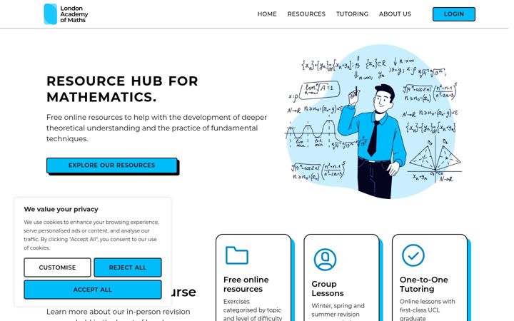 Screenshot of londonacademyofmaths.co.uk