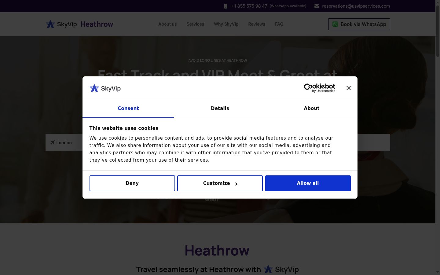Screenshot of the consent banner shown before any interaction