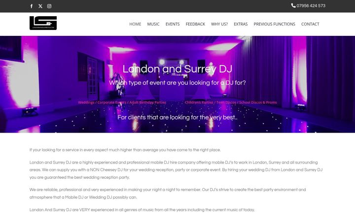 Screenshot of londonandsurreydj.com