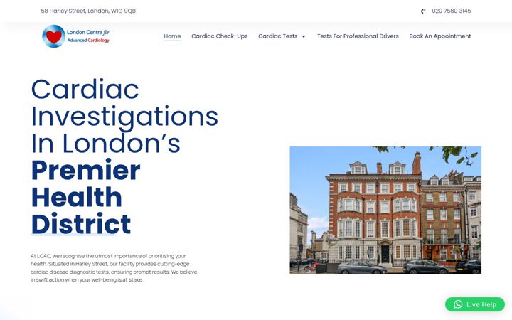 Screenshot of londoncentreforadvancedcardiology.com
