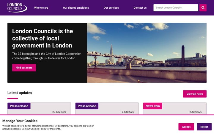 Kuvakaappaus sivustosta londoncouncils.gov.uk