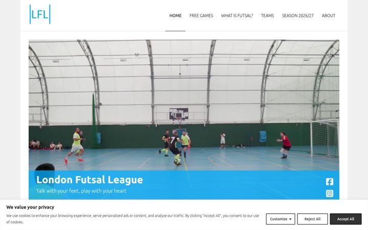 Screenshot of londonfutsalleague.com